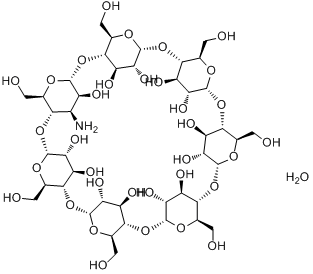 3A-氨基-3A-脱氧-(2AS,3AS)-β-环糊精水合物分子式结构图