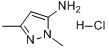 1,3-二甲基-吡唑-5-基胺盐酸盐分子式结构图