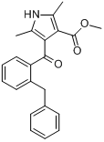 2,5-二甲基-4-[2-(苯基甲基)苯甲酰]-1H-吡咯-3-羧酸甲酯分子式结构图