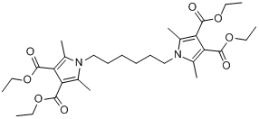 四乙基1,1-六亚甲基双(2,5-二甲基氢吡咯- 3,4-二羧酸)分子式结构图