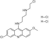 6-氯-9-(3-N-(2-氯乙基氨)丙氨基-2-甲氧基吖啶二盐酸盐分子式结构图