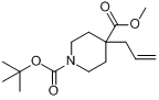 1-叔丁氧羰基-4-烯丙基哌啶-4-甲酸甲酯; 4-(2-丙烯-1-基)-1,4-哌啶二甲酸 1-叔丁酯 4-甲酯分子式结构图