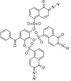 三(6-重氮-5-氧代-5,6-二氢-1-萘磺酸)-4-苯甲酰基-1,2,3-苯三(酚)酯;三(6-重氮-5-氧代-5,6-二氢-1-萘磺酸)-分子式结构图