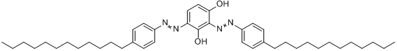 2,4-二[(4-十二烷基,苯基)偶氮]-1,3-苯二醇;2,4-二[(4-十二烷基,苯基)偶氮]-1,3-苯二醇;分子式结构图