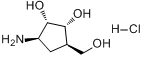 (1R,2S,3R,4R)-2,3-二羟基-4-(羟甲基)-1-氨基环戊烷水电氯化物分子式结构图