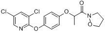 噁草醚;RS)-2-{2-[4-(3,5-二氯-2-吡啶基氧)苯氧基]丙酰}-1,2-噁唑烷分子式结构图