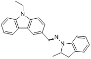 N-[(9-乙基咔唑-3-醛)亚甲基]-2-甲基-1-吲哚胺;9-乙基-3-[[(2-甲基-1-二氢吲哚基)亚氨基]甲基]咔唑分子式结构图