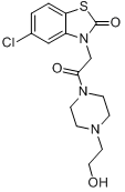 噻拉米特;氯噻哌醇;4-[(5-氯-2-氧代-3(2H)-苯并噻唑基)乙酰基]哌嗪-1-乙醇分子式结构图