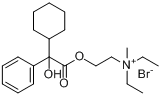 奥芬溴铵; 2-(2-环己基-2-羟基-2-苯基乙酰基)氧乙基二乙基甲基溴化铵分子式结构图