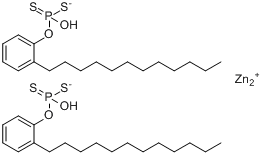 二[O,O-二(十二烷基苯基)二硫代磷酸酯]-S,S-锌;二[O,O-二(十二烷基苯基)二硫代磷酸酯]-S,S-锌;分子式结构图