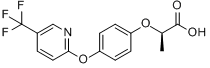 精吡氟禾草灵; (R)-2-[4-(5-三氟甲基-2-吡啶氧基)苯氧基]丙酸分子式结构图