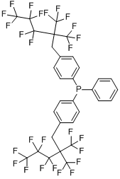 二[4-(2,2-二-(三氟甲基)-1H,1H,2H,2H-全氟苯基)苯基]苯基膦分子式结构图