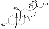 α-皮甾五醇;α-皮甾五醇;5β-孕甾烷-3α,11β,17α,20α,21-五醇分子式结构图