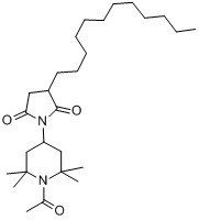 N-(1-乙酰基-2,2,6,6-四甲基-4-哌啶基)-2-十二基琥珀酰亚胺分子式结构图