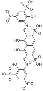 硝基磺酚S;硝基磺酚S;2,7-双(2-羟基-3-硝基-5-苯磺酸基偶氮)变色酸分子式结构图