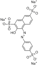 3-羟基-4-[(4-磺苯基)偶氮]-2,7-萘磺酸二钠分子式结构图