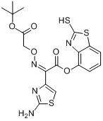 头孢克肟侧链酸活性酯;(Z)-2-(2-氨基噻唑-4-基)-2-叔丁氧羰甲氧亚氨基乙酸(2-巯基苯并噻唑)酯;甲基头孢克肟分子式结构图