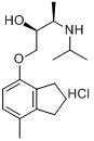 (±)-1-[2,3-(二氢-7-甲基1H-茚-4-基)氧]-3-[(1-甲基乙基)氨基]-2-丁醇盐酸盐分子式结构图