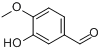 异香兰素;3-羟基-4-甲氧基苯甲醛;异香兰醛;异香草醛;3-羟基大茴香醛;异香荚兰素;原儿茶醛-4-甲醚;3-羟基-4-分子式结构图