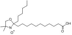 2-(10-羧癸基)-2-己基-4,4-二甲基-3-噁唑烷基氧基,自由基;2-(10-羧癸基)-2-己基-4,4-二甲基-3-噁唑烷基氧基分子式结构图