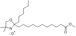 2-己基-2-(11-甲氧基-11-氧十一烷基)-4,4-二甲基-3-噁唑烷基氧基,自由基;2-己基-2-(11-甲氧基-11-氧十一烷?分子式结构图