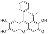 二甲胺基苯基荧光酮;9-二甲基氨苯基-2,3,7-三羟基-6-荧光酮分子式结构图