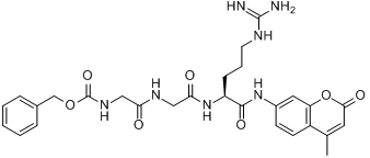 Z-甘氨酰甘氨酰精氨酸-7-氨基-4-甲基香豆素盐酸盐分子式结构图