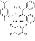 氯{[(1R,2R)-(-)-2-氨基-1,2-二苯基乙基](五氟苯磺酰)氨基}(对伞花烃)钌(II分子式结构图