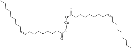 油酸铜(II);9-十八烯酸(Z-)铜;(Z)-9-十八烯酸铜(II)盐;9-十八烯酸铜分子式结构图