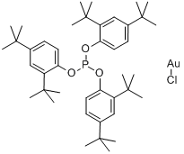 氯[三(2,4-二叔丁基苯基)亚磷酸]金分子式结构图