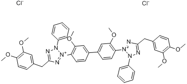 3,3'-(3,3'-二甲氧基-4,4'-二苯撑)双(2-苯基-5-藜芦基氯化四氮唑)分子式结构图