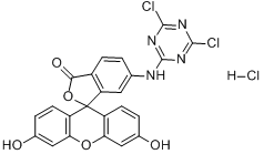 6-([4,6-二氯三嗪-2-基]氨基)荧光素盐酸盐分子式结构图