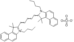 4,5:4',5'-二苯并-1,1'-二丁基-3,3,3',3'-四甲基吲哚二碳菁高氯酸盐分子式结构图