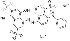 罗克沙尔固蓝ARN,C26H16N3Na3O10S3分子式结构图