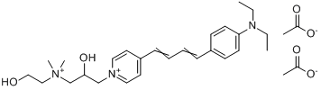 4-[4-[4-(二乙基氨基)苯基]-1,3-丁二烯基]-1-[2-羟基-3-[(2-羟基乙基)二甲基铵]丙基]吡啶二醋酸盐分子式结构图