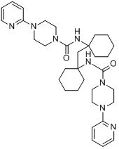 N,N'-(亚甲基二-4,1-环己胺二基)双[4-(2-吡啶基)-1-哌嗪甲酰胺]分子式结构图