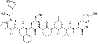 H-HIS-PRO-PHE-HIS-LEU-D-LEU-VAL-TYR-OH分子式结构图