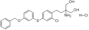 2-氨基-2-[2-[2-氯-4-[[3-(苄氧基)苯基]硫]苯基]乙基]-1,3-丙二醇盐酸盐分子式结构图