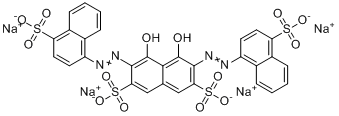 双-2,7-(萘偶氮-4-磺基)-1,8-羟基萘-3,6-二磺酸四钠盐分子式结构图