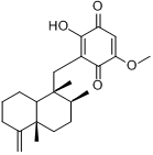 3-[(十氢-1Β,2Β,4AΒ-三甲基-5-亚甲基-1-萘基)甲基]-2-羟基-5-甲氧基苯醌分子式结构图