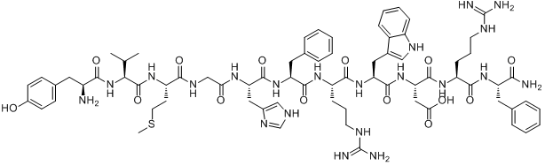 H-TYR-VAL-MET-GLY-HIS-PHE-ARG-TRP-ASP-ARG-PHE-NH2分子式结构图