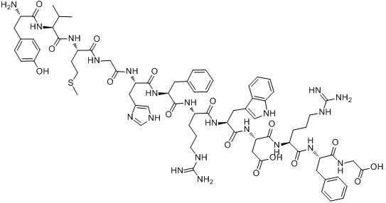 TYR-VAL-MET-GLY-HIS-PHE-ARG-TRP-ASP-ARG-PHE-GLY分子式结构图