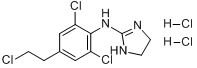 2-[2,6-二氯化(N-Β-氯乙基-N-甲基)-4-氨甲基]苯亚氨基-2-咪唑烷二盐酸盐分子式结构图