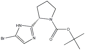 (S)-2-(5-溴-1H-咪唑-2-基)吡咯烷-1-羧酸叔丁酯分子式结构图