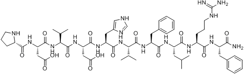 PRO-ASP-VAL-ASP-HIS-VAL-PHE-LEU-ARG-PHE-NH2: PDVDHVFLRF-NH2分子式结构图