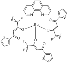 (1,10-菲咯啉)三[4,4,4-三氟-1-(2-噻吩基)-1,3-丁二酮]铕(III)分子式结构图