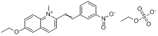 6-乙氧基-1-甲基-2-(3-硝基苯乙烯基)喹啉硫酸甲酯盐分子式结构图