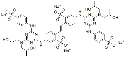 ;2,2'-(1,2-乙烯二基)二[5-[[4-[二(2-羟丙基)氨基]-6-[(4-磺苯基)氨基]-1,3,5-三嗪-2-乙基]胺]苯磺酸四钠盐分子式结构图