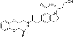 2,3-二氢-1-(3-羟丙基)-5-[(2R)-2-[2-[2-(2,2,2-三氟乙氧基)苯氧基]乙胺基]丙基]-1H-吲哚-7-甲酰胺分子式结构图