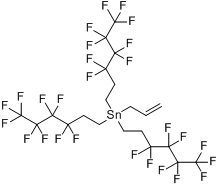 烯丙基三(3,3,4,4,5,5,6,6,6-九氟己基)锡烷分子式结构图